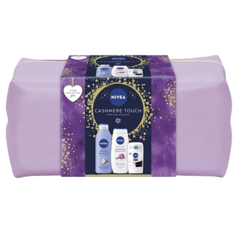 Set 2 x Caseta Cadou Femei Nivea Cashmere Touch, Lotiune Corp 250 ml, Gel Dus Cashmere 250 ml, Deodorant Stick Invisible Clear s