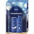 Set 2 x Caseta Cadou Femei Nivea Nourishing, Lapte Corp 250 ml, Gel Dus Creme Care 250 ml