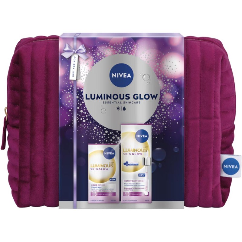 Set 2 x Caseta Cadou Luminous Skin Glow Ser 30 ml, Peeling Lichid 100 ml, Geanta