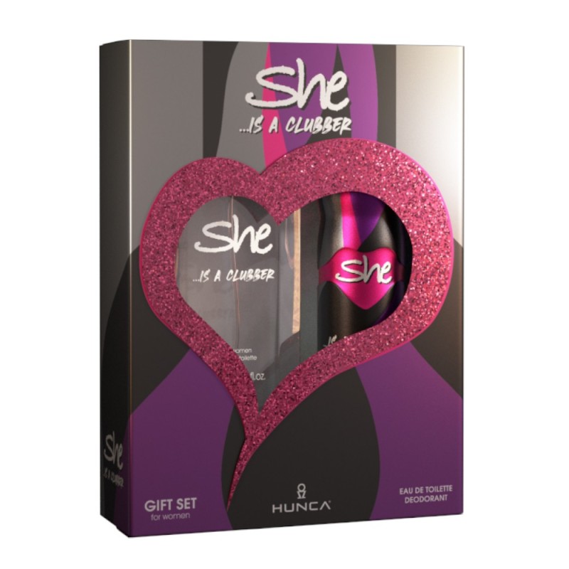 Set 2 x Caseta Cadou She Is A Clubber, Apa de Toaleta 50 ml si Deodorant 150 ml