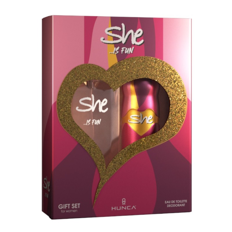 Set 2 x Caseta Cadou She Is Fun, Apa de Toaleta, 50 ml si Deodorant, 150 ml