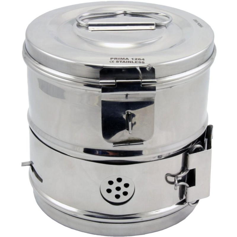 Set 2 x Casoleta de Sterilizare din Inox, 8 x 8 cm, cu Capac si Sistem de Siguranta, Prima