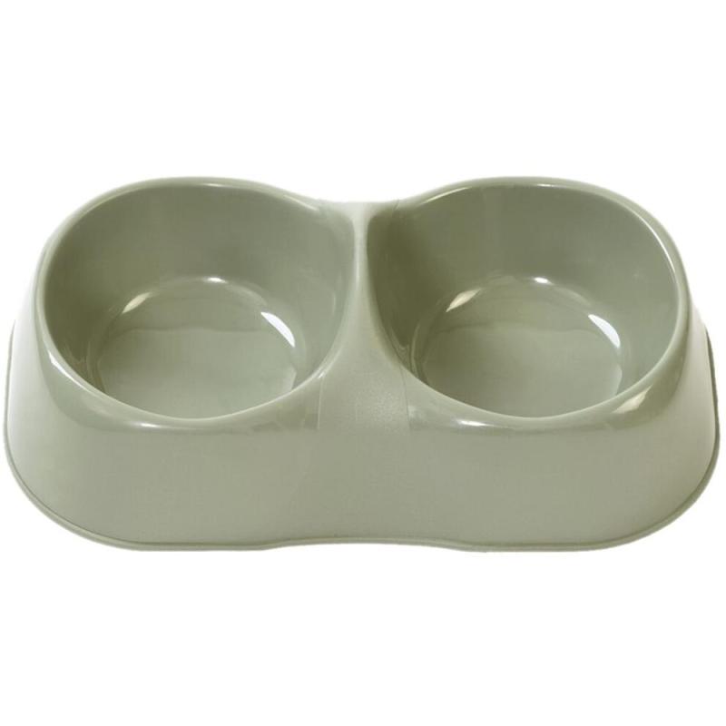 Set 2 x Castron Dublu din Plastic, Marime L, Verde, M-Pets
