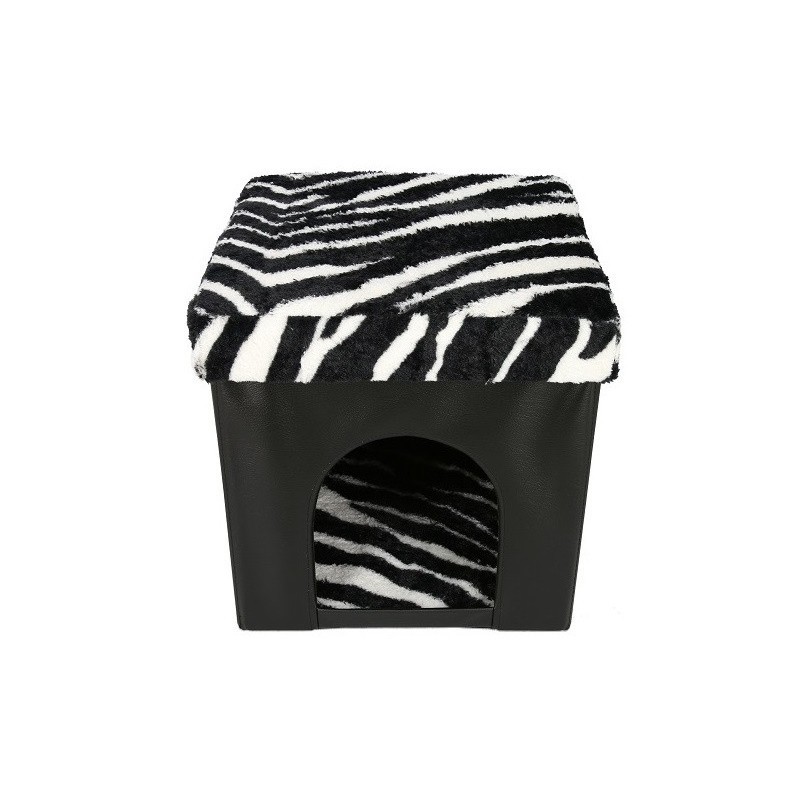 Set 2 x Casuta Pisici, Taburet Pliabil cu Spatiu pentru Animale de Companie, 38 x 38 x 38 cm