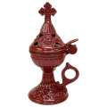 Set 2 x Catuie Grecia, Model Cupola cu Capac, pentru Cimitir, Rosu Inchis