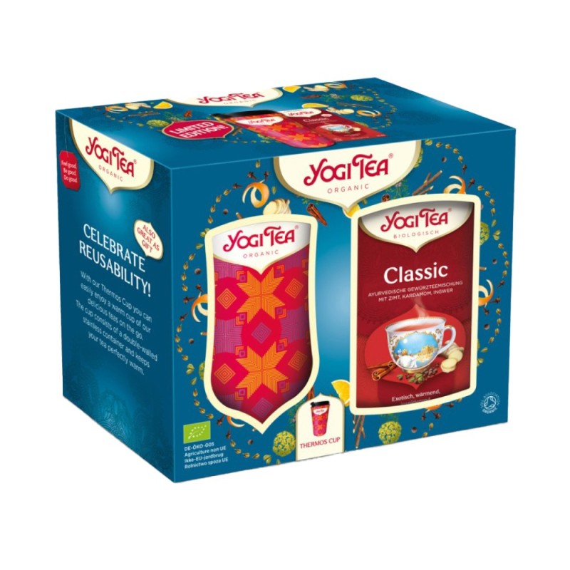 Set 2 x Ceai Bio Clasic, Yogi Tea, 17 Plicuri, 350 ml si Cana Termos