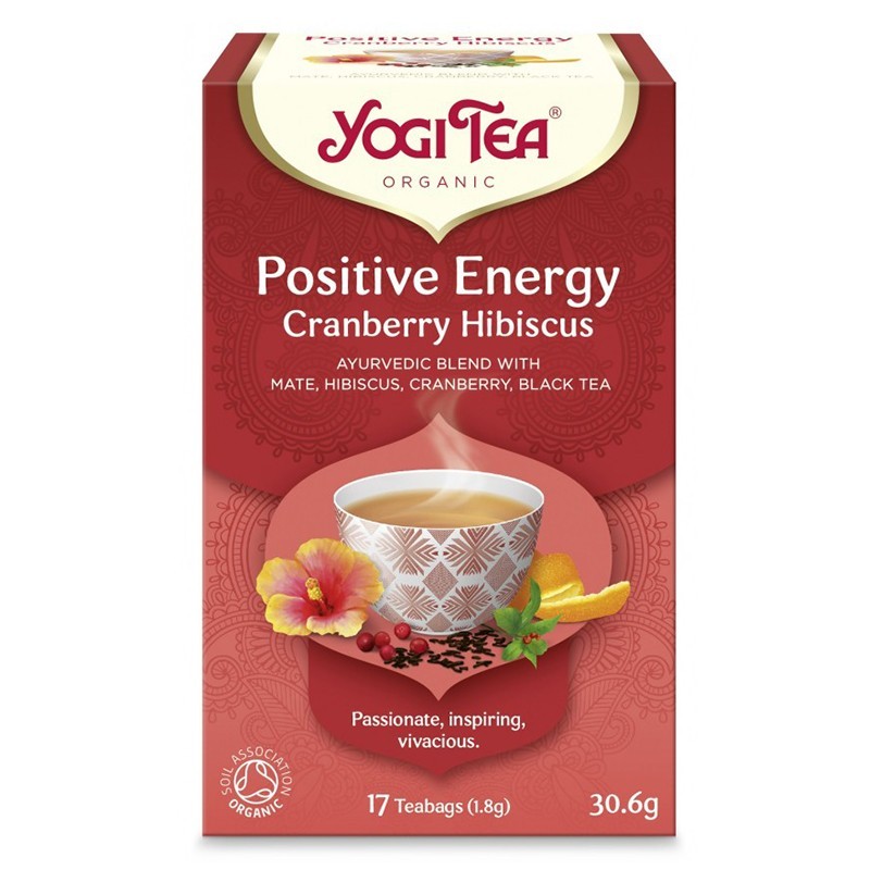 Set 2 x Ceai Bio Energie Pozitiva cu Merisor si Hibiscus, Yogi Tea, 17 Plicuri, 30.6 g