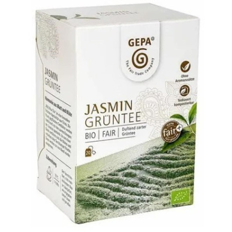 Set 2 x Ceai Verde cu Iasomie Bio si Fairtrade, 20 Pliculete x 1.5 g, 30 g, Gepa