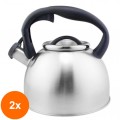 Set 2 x Ceainic cu Fluier, Otel Inoxidabil, Capacitate 3.5 l