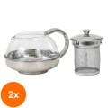 Set 2 x Ceainic din Sticla cu Strecuratoare, Capacitate 600 ml