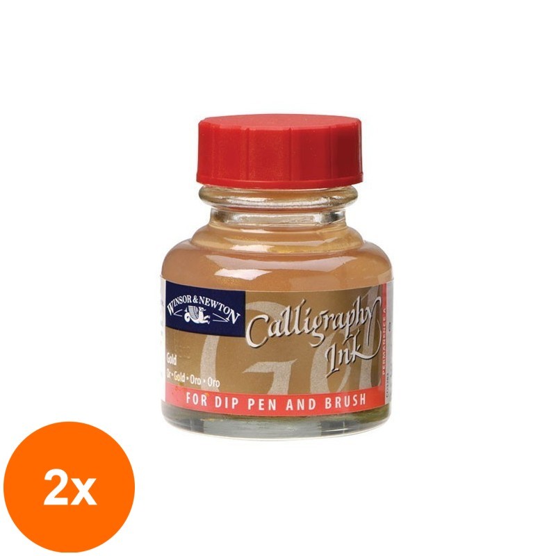 Set 2 x Cerneala Caligrafie Winsor Newton - Gold - 30 ml
