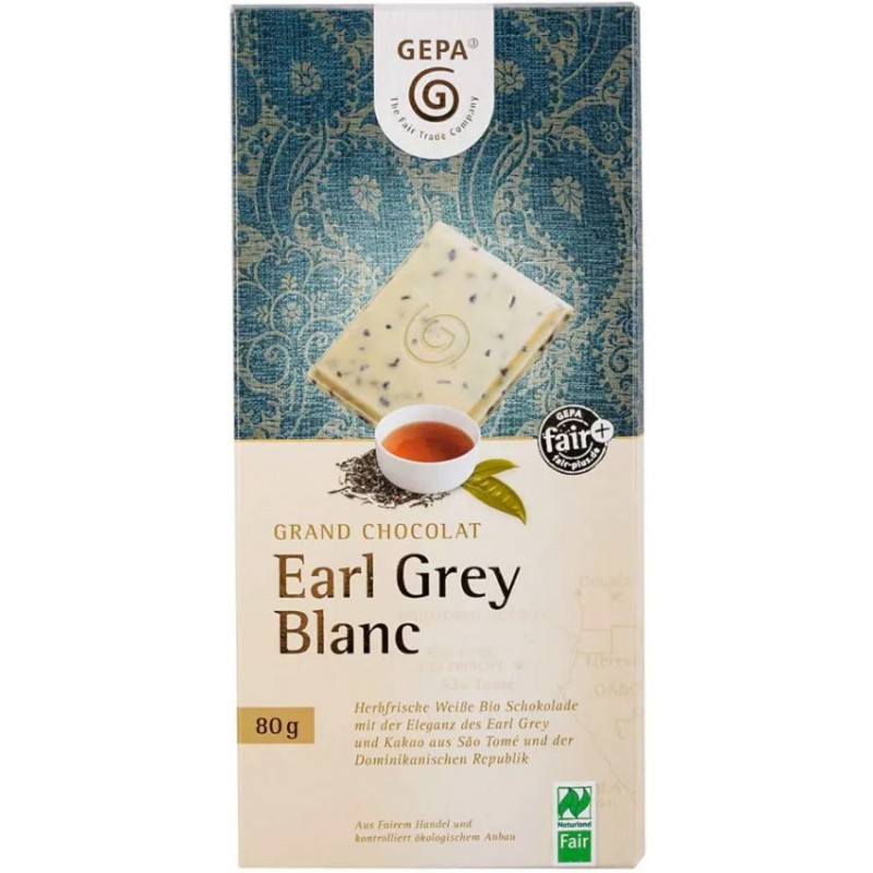 Set 2 x Ciocolata Alba BIO cu Ceai Negru Earl Grey, si Ulei de Bergamota, 80 g, Gepa