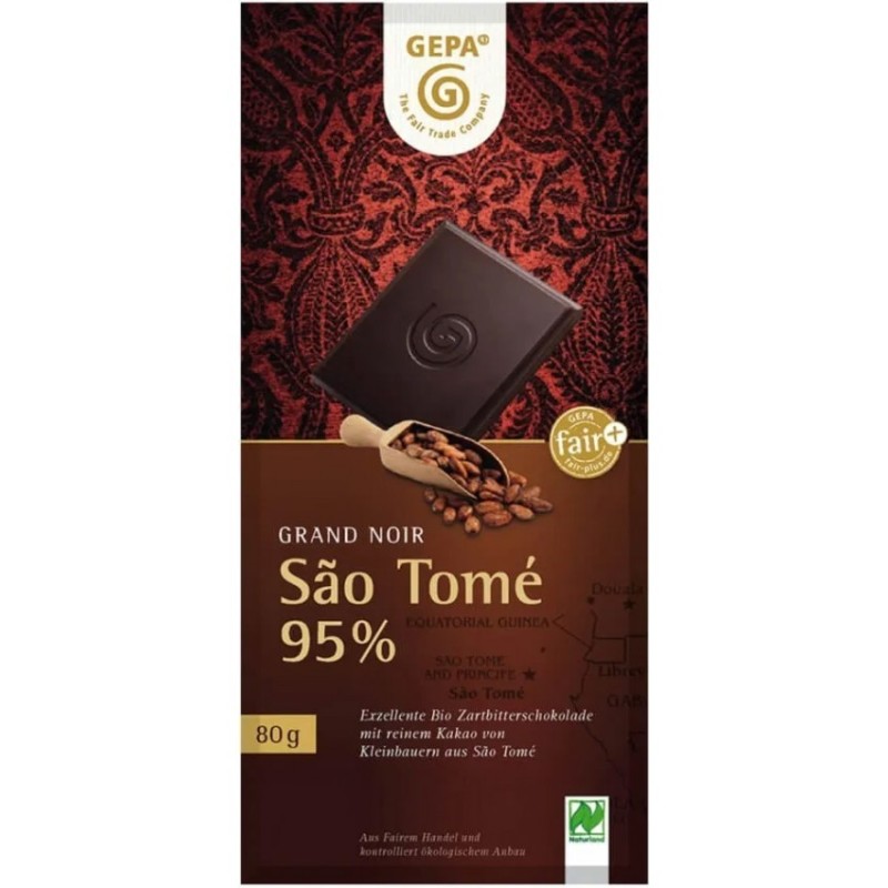 Set 2 x Ciocolata Amaruie BIO, 95% Cacao Sao Tome, 80 g, Gepa