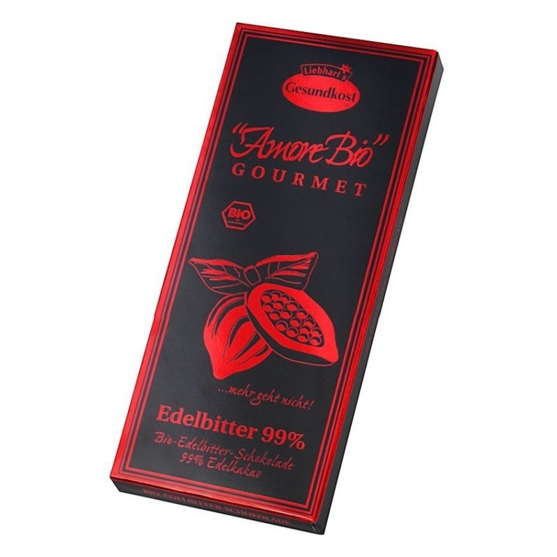 Set 2 x Ciocolata Neagra, 99% Cacao, 80 g, Liebhart's Amore Bio