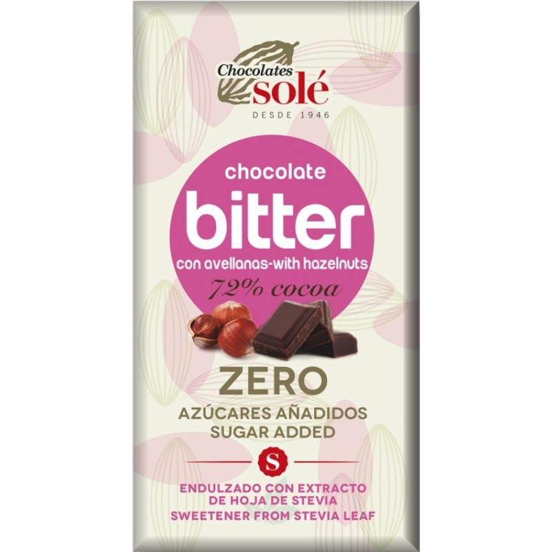 Set 2 x Ciocolata Neagra cu Alune de Padure cu Stevie, 72% Cacao, 100 g, Chocolates Sole