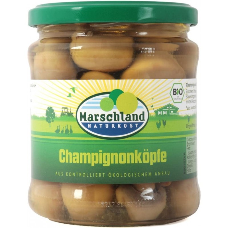 Set 2 x Ciuperci Intregi Champignons, Bio, 330 g, Marschland Naturkost