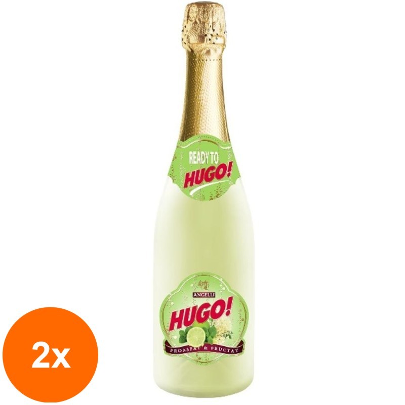 Set 2 x Cocktail Angelli Hugo, pe Baza de Vin Spumant, 0.75 l