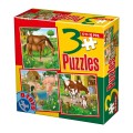 Set 2 x Colectie 3 Puzzle-uri, D-Toys, Animale Domestice, 6, 9 si 16 Piese