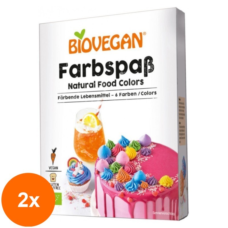 Set 2 x Colorant Bio pentru Prajituri Biovegan, 6 x 8 g