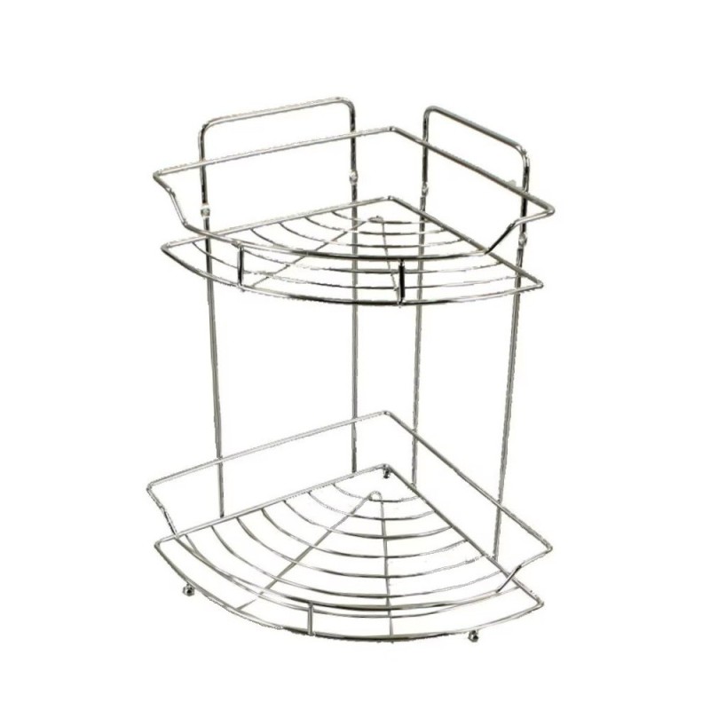 Set 2 x Coltar pentru Baie, Inox, 2 Polite