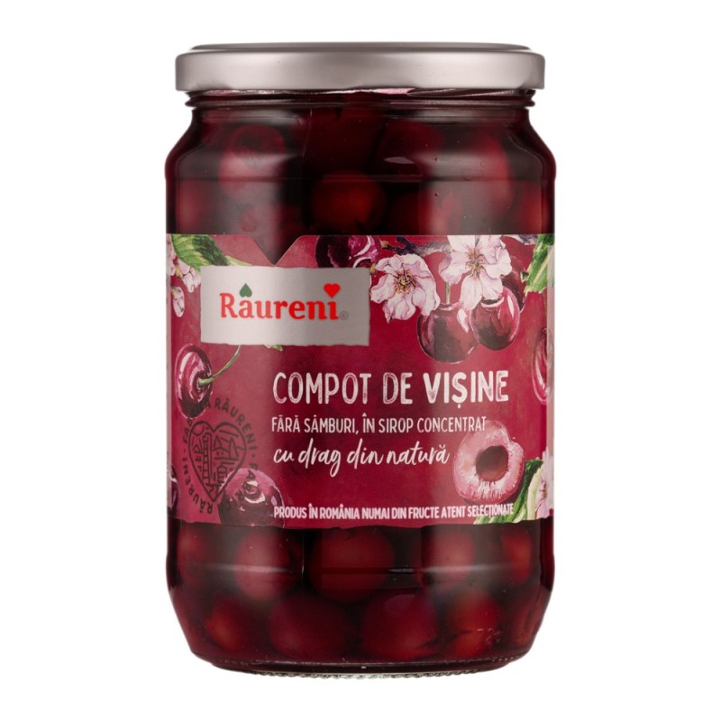 Set 2 x Compot de Visine fara Samburi, Raureni, 720 g