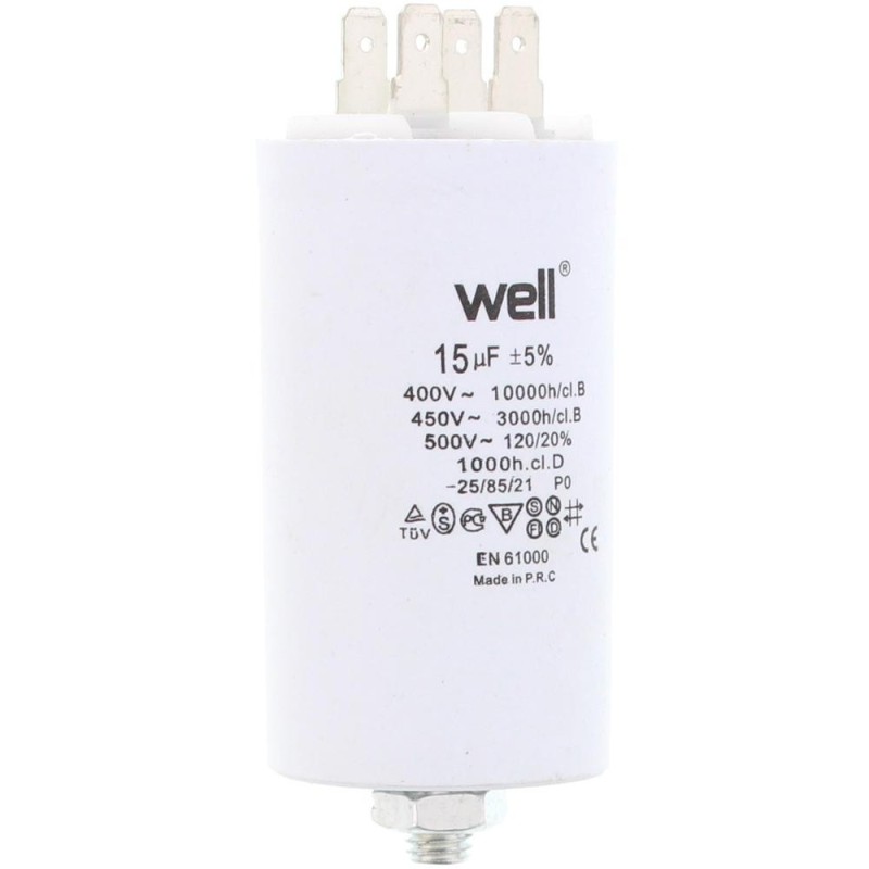 Set 2 x Condensator Pornire Motor 400V 15uf cu Pin, Well
