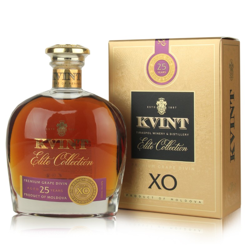 Set 2 x Coniac Kvint Elite Collection 25 Ani XO, in Cutie, 40% Alcool, 0.5 l