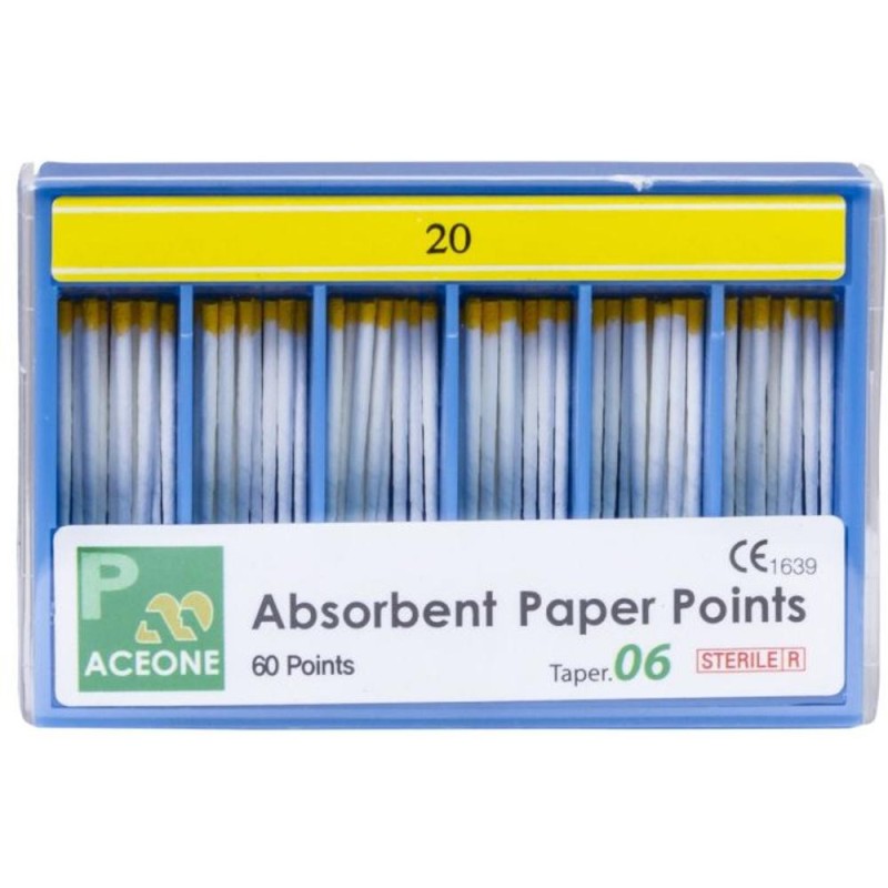 Set 2 x Conuri .06 Taper, Hartie, pentru Uscarea Canalelor Radiculare, Galben, Prima, 60 Bucati