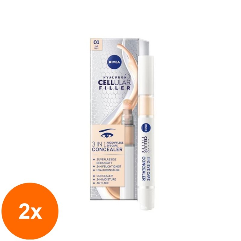 Set 2 x Corector Hidratant pentru Ochi Nivea Cellular 3 in 1, Light 4 ml