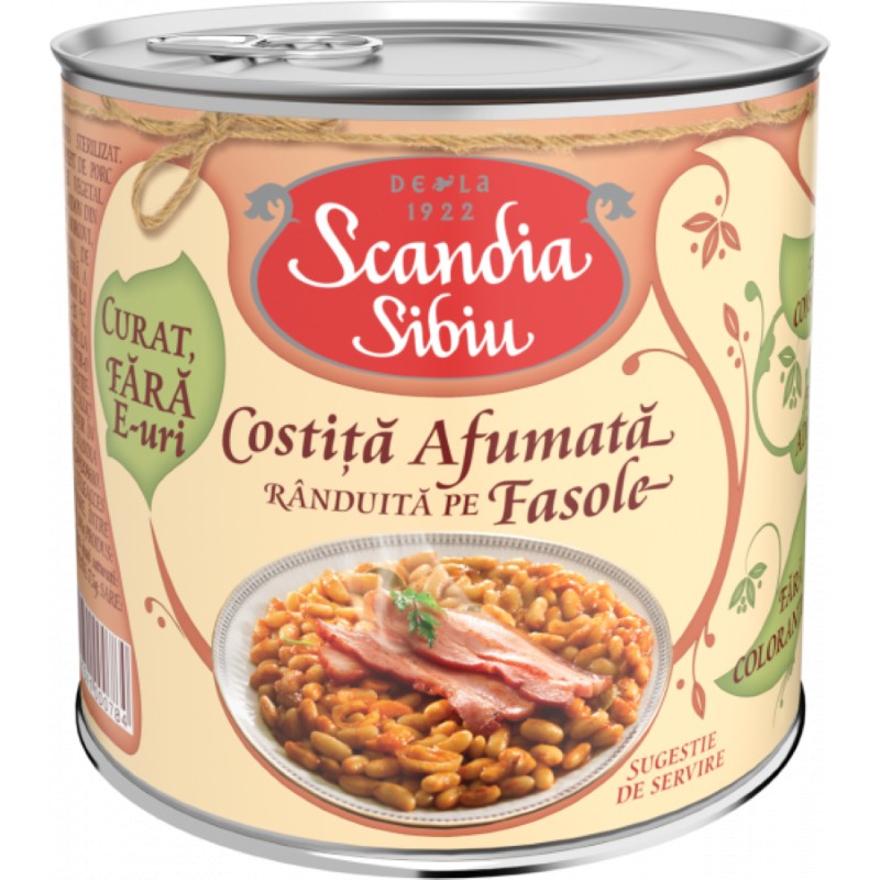 Set 2 x Costita Afumata Randuita pe Fasole, Scandia Sibiu, 400 g
