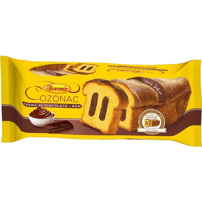 Set 2 x Cozonac cu Crema de Ciocolata cu Rom Boromir, 450 g