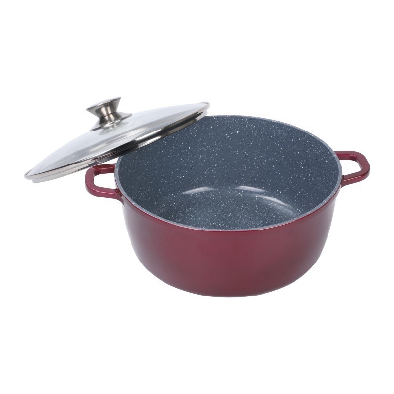 Set 2 x Cratita din Aluminiu, cu Ceramica, cu Capac din Sticla, pentru Prepararea Gemului, Sosului din Tomate, 28cm, 6.5 litri,