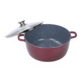 Set 2 x Cratita din Aluminiu, cu Ceramica, cu Capac din Sticla, pentru Prepararea Gemului, Sosului din Tomate, 28cm, 6.5 litri,