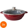 Set 2 x Cratita din Aluminiu, cu Ceramica, cu Capac din Sticla, pentru prepararea gemului, Sosului din tomate, 28cm, Grunberg GR
