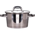 Set 2 x Cratita din Inox, Capac din Sticla, 20 cm, 3.20 l, Argintie, Grunberg