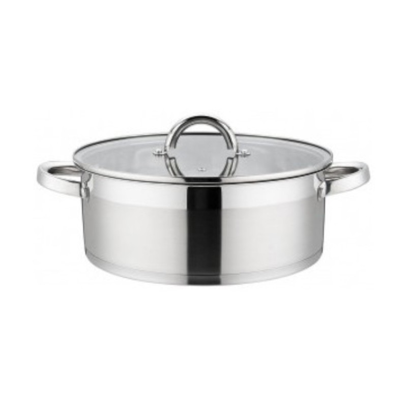 Set 2 x Cratita din Inox cu Capac din Sticla, 16 cm, 1.9 l, Grunberg