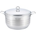 Set 2 x Cratita Inalta, Profesionala, cu Manere Groase Nituite, Capac din Inox, 38 cm, 23 l, Grunberg
