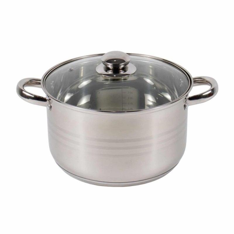 Set 2 x Cratita Inox cu Capac, Diametru 25 cm, Capacitate 5.5 l, Argintiu