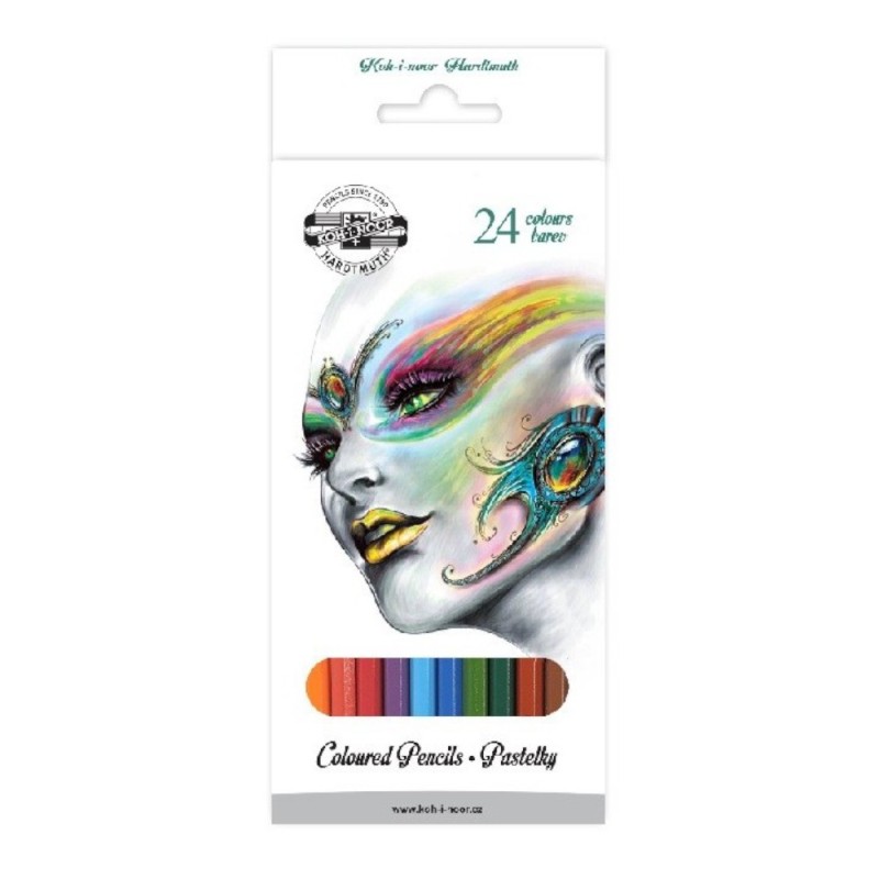 Set 2 x Creioane Colorate, 2.8 x 7 x 175 mm, 24 Culori, Koh-I-Noor Colectia Fantasy