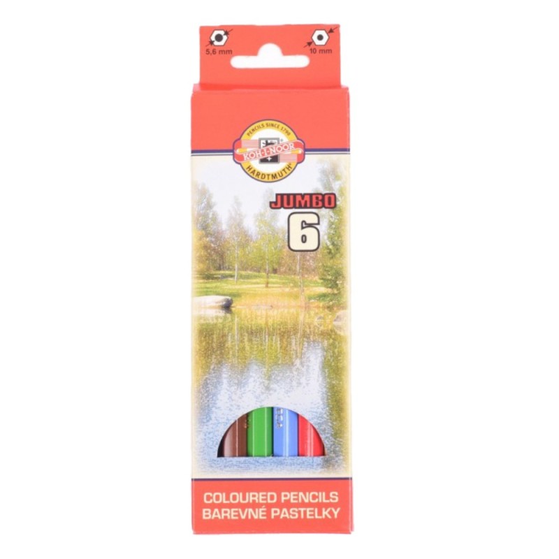 Set 2 x Creioane Colorate, 6 Piese, 5.6 x 10 x 175 mm, Omega Jumbo