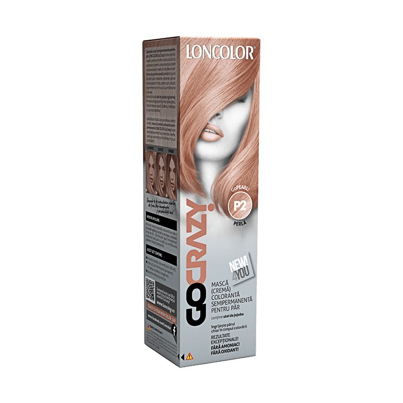 Set 2 x Crema de Par Coloranta Semi-Permanenta fara Amoniac Loncolor GoCrazy P2 GoPearl, 100 ml