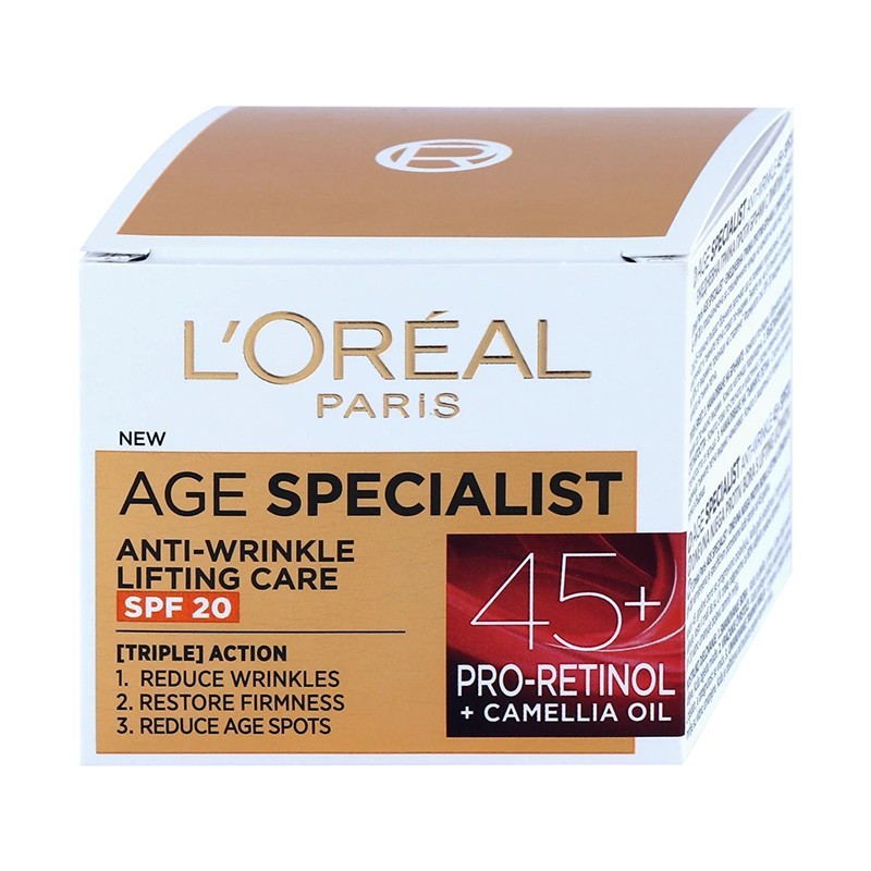 Set 2 x Crema de Zi Antirid L'Oreal Paris Age Specialist 45+, cu Efect de Lifting, SPF 20, 50 ml