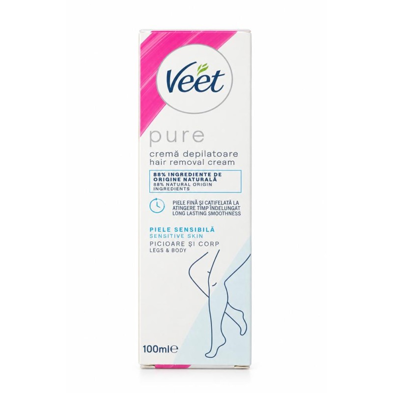 Set 2 x Crema Depilatoare Veet Pure pentru Piele Sensibila, 100 ml