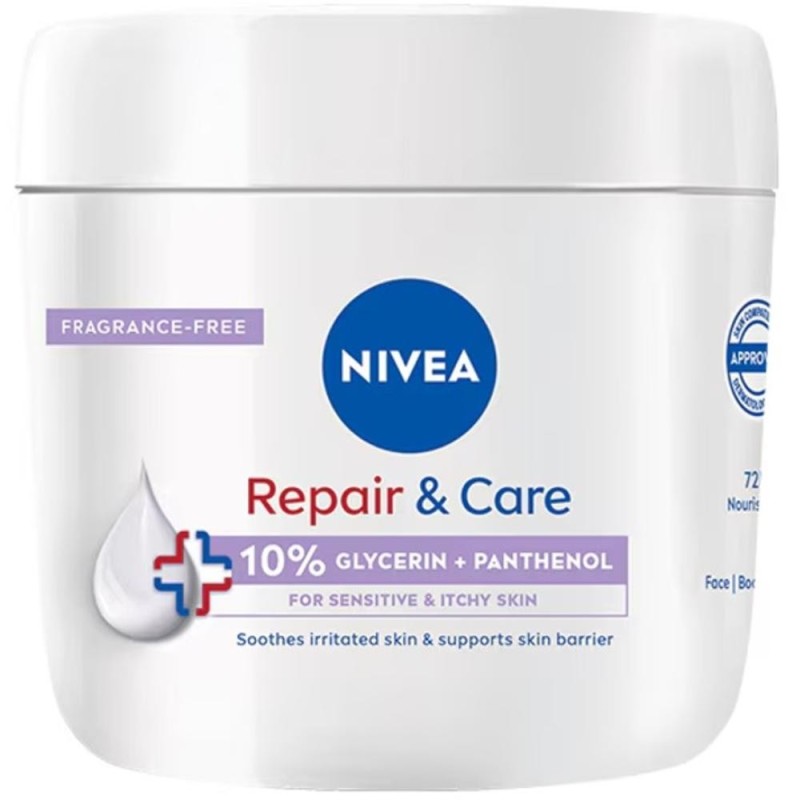 Set 2 x Crema Nivea Repair & Care cu 10% Glicerina si Pantenol, fara Parfum, 400 ml