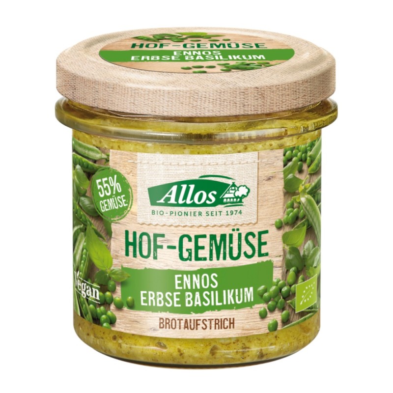 Set 2 x Crema Tartinabila Vegana cu Mazare si Busuioc, Allos, 135 g