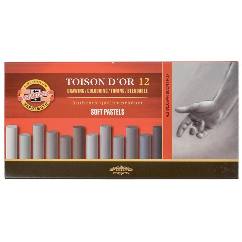 Set 2 x Creta Rotunda Pastel Uscata, Soft, 12 Nuante de Gri