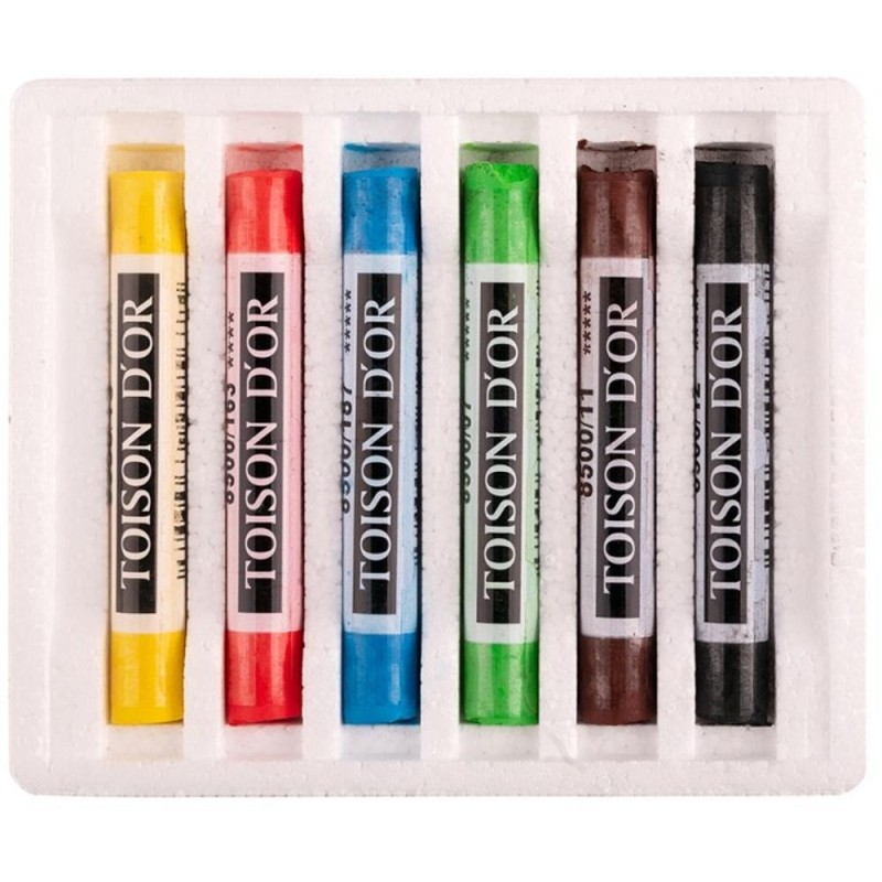 Set 2 x Creta Uscata Rotunda Pastel Toison D'Or, Soft, 10 x 75 mm, 6 Culori, Koh-I-Noor