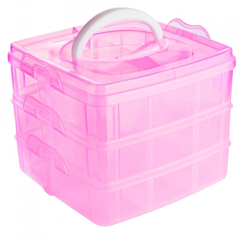 Set 2 x Cutie Manichiura Compartimentata Pe 3 Niveluri, Cu Sertare si Maner SensoPRO Milano