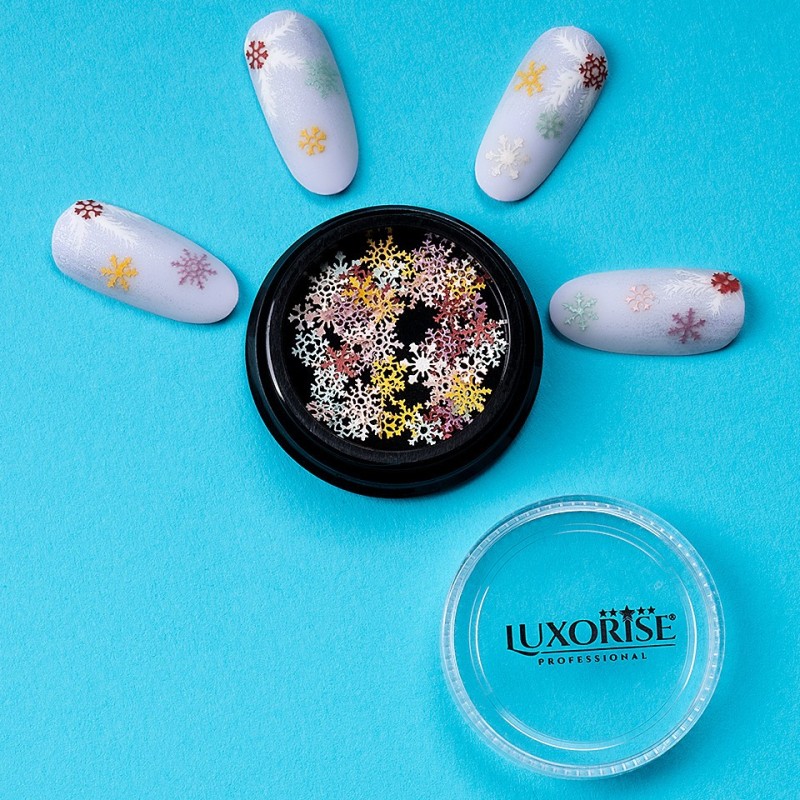 Set 2 x Decoratiuni Unghii Luxorise, Colorful Snowflakes