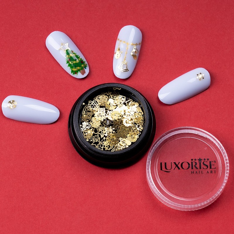 Set 2 x Decoratiuni Unghii Luxorise, Gold Winter